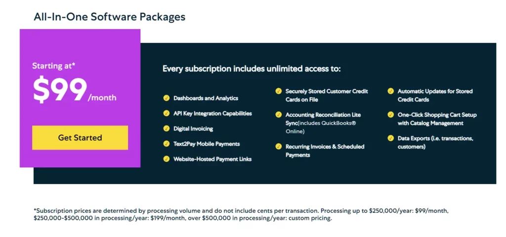 A list of what's included in Stax's all-in-one software packages